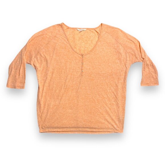 Victoria's Secret Peach Henley Top Size M/M Womens Casual Knit - Picture 1 of 11
